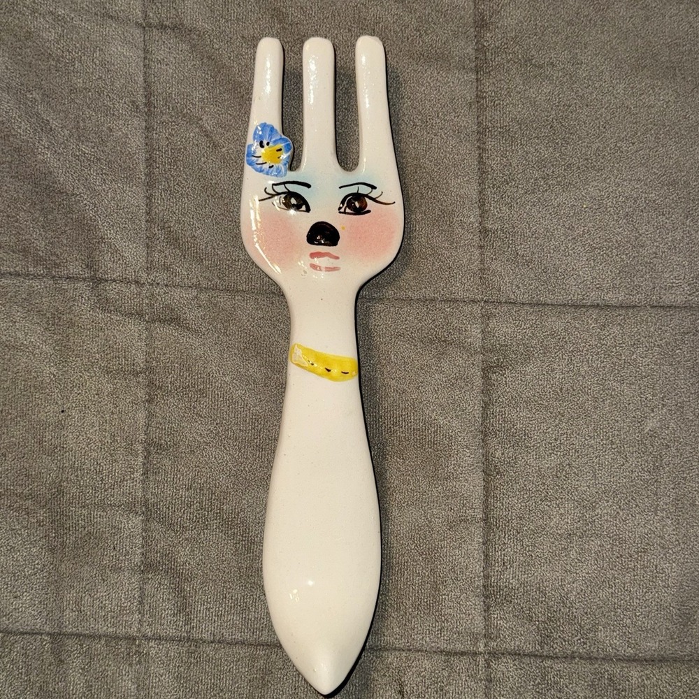 Vintage Anthropomorphic Fork Kitchen Wall Plaque 10.5" Kitschy Style Decor